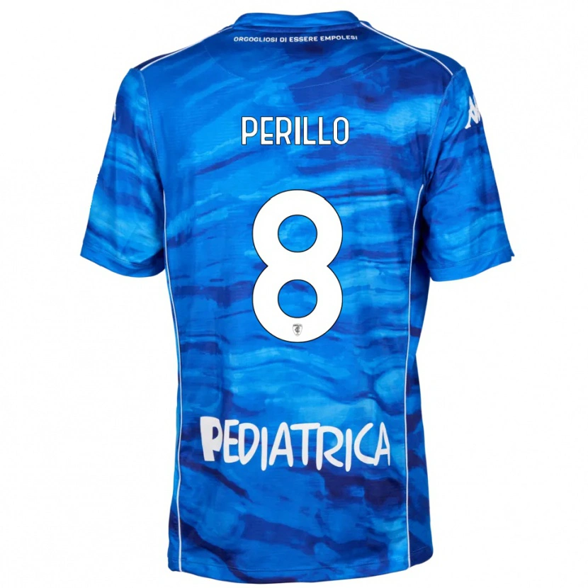 Danxen Heren Edoardo Perillo #8 Blauw Wit Thuisshirt Thuistenue 2025/26 T-Shirt