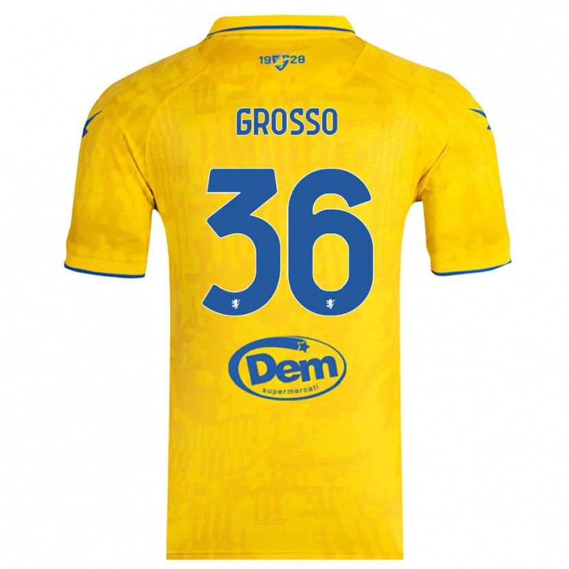 Danxen Heren Filippo Grosso #36 Geel Blauw Thuisshirt Thuistenue 2025/26 T-Shirt