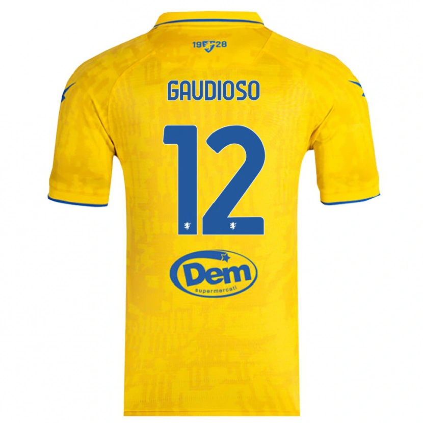 Danxen Heren Gianmaria Gaudioso #12 Geel Blauw Thuisshirt Thuistenue 2025/26 T-Shirt