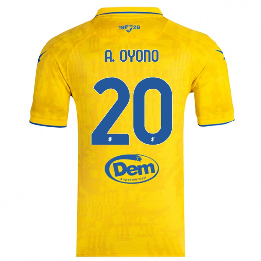 Danxen Heren Anthony Oyono #20 Geel Blauw Thuisshirt Thuistenue 2025/26 T-Shirt