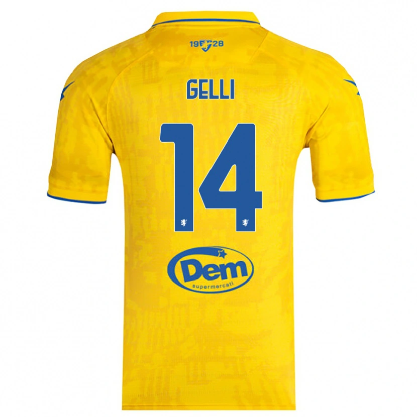 Danxen Heren Francesco Gelli #14 Geel Blauw Thuisshirt Thuistenue 2025/26 T-Shirt