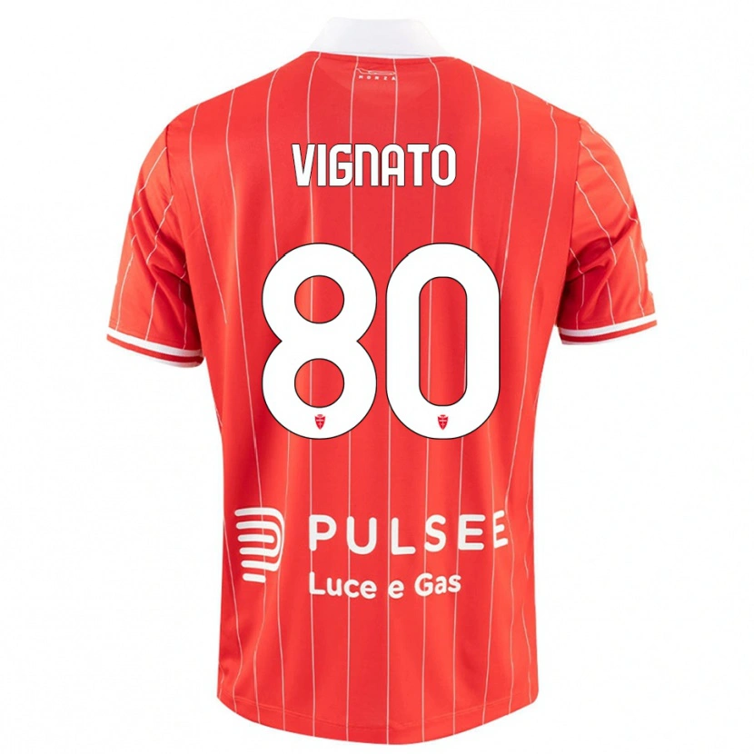 Danxen Heren Samuele Vignato #80 Rood Wit Thuisshirt Thuistenue 2025/26 T-Shirt