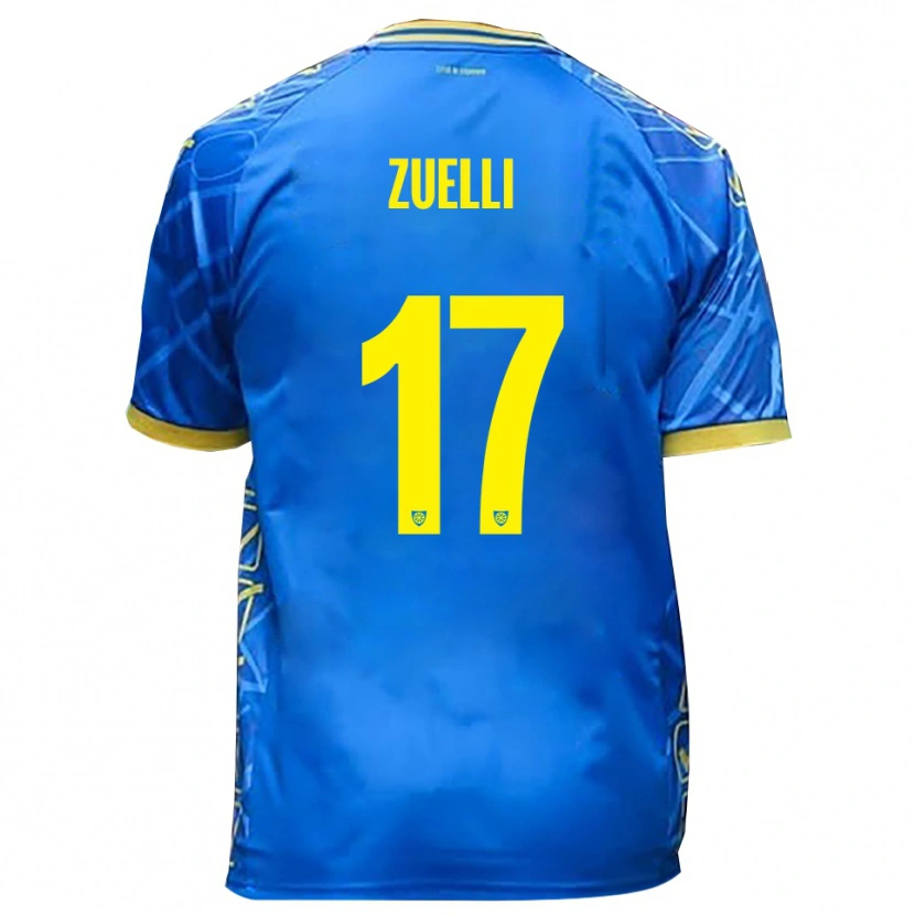 Danxen Heren Emanuele Zuelli #17 Hemelsblauw Geel Thuisshirt Thuistenue 2025/26 T-Shirt