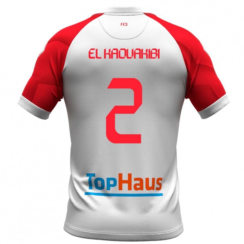 Danxen Heren Hamza El Kaouakibi #2 Wit Rood Thuisshirt Thuistenue 2025/26 T-Shirt