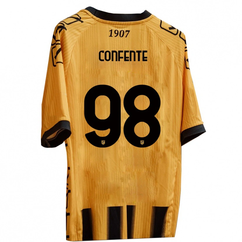 Danxen Heren Alessandro Confente #98 Geel Zwart Thuisshirt Thuistenue 2025/26 T-Shirt