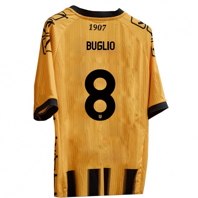 Danxen Heren Davide Buglio #8 Geel Zwart Thuisshirt Thuistenue 2025/26 T-Shirt