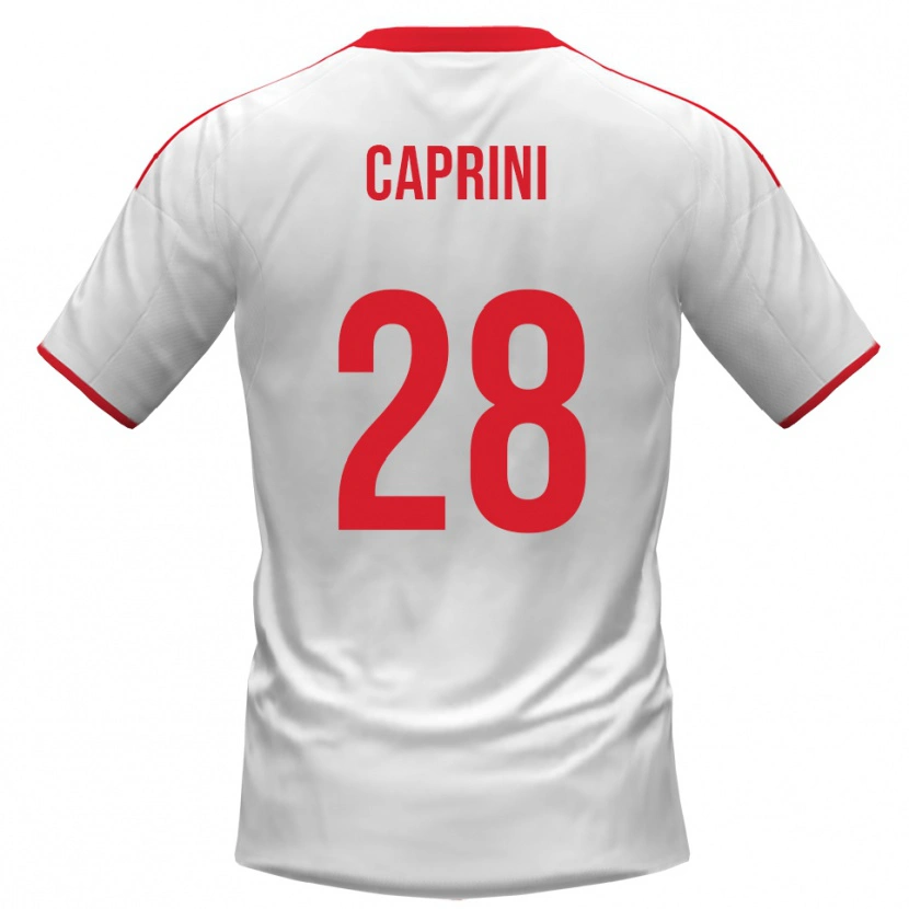 Danxen Heren Maat Daniel Caprini #28 Wit Rood Thuisshirt Thuistenue 2025/26 T-Shirt
