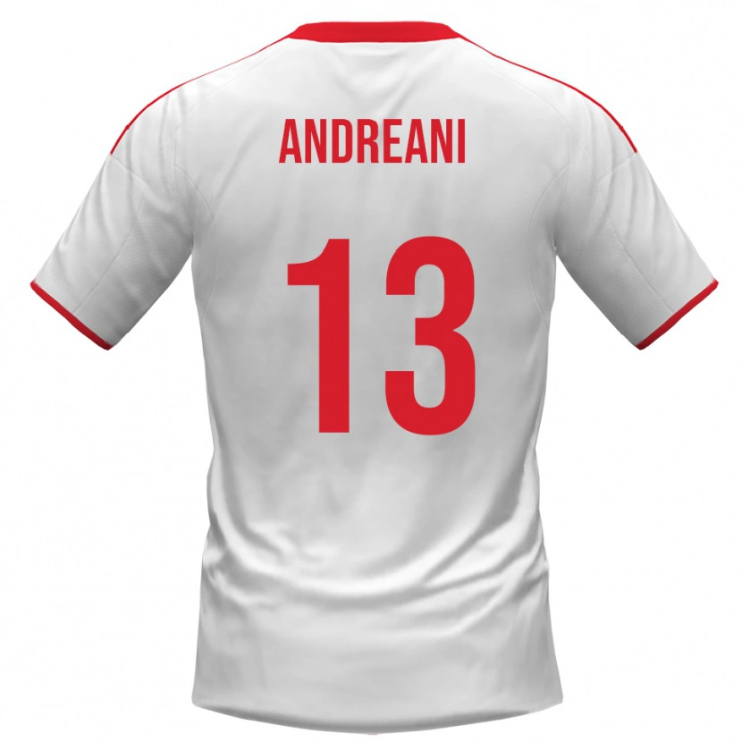 Danxen Heren Pietro Andreani #13 Wit Rood Thuisshirt Thuistenue 2025/26 T-Shirt