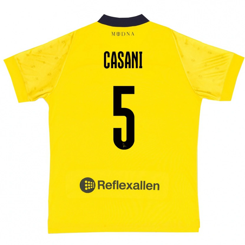 Danxen Heren Iacopo Casani #5 Geel Donkerblauw Thuisshirt Thuistenue 2025/26 T-Shirt