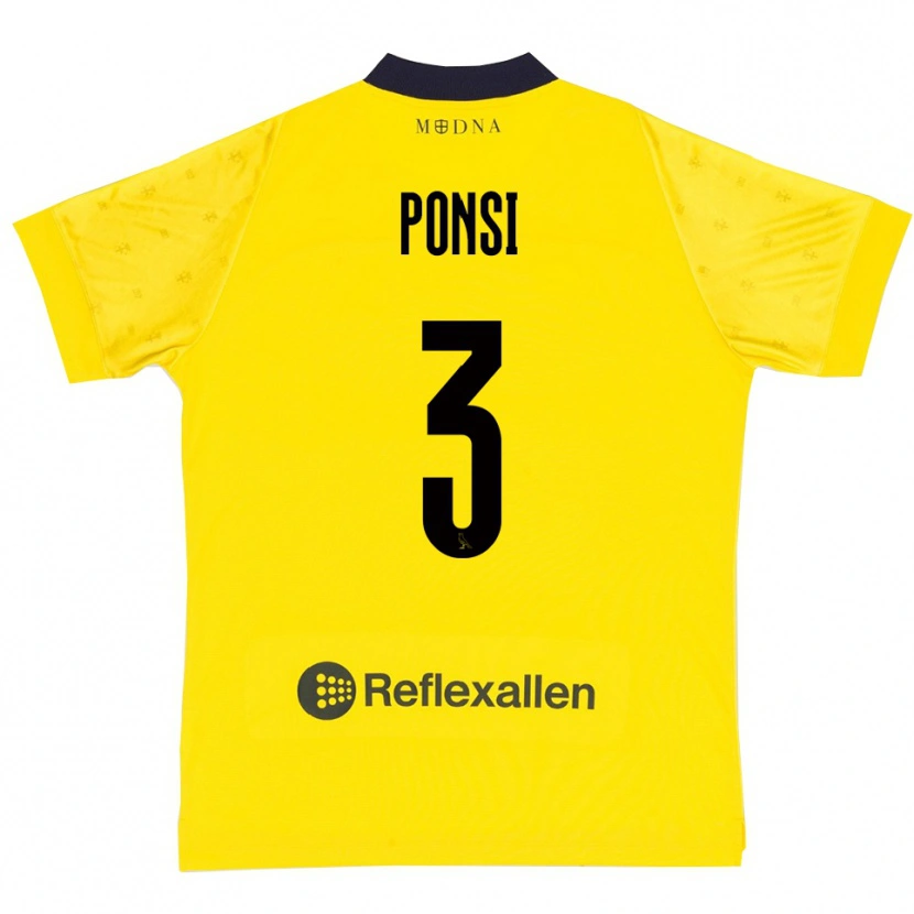 Danxen Heren Fabio Ponsi #3 Geel Donkerblauw Thuisshirt Thuistenue 2025/26 T-Shirt