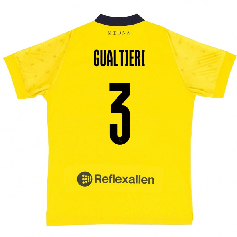 Danxen Heren Stefano Gualtieri #3 Geel Donkerblauw Thuisshirt Thuistenue 2025/26 T-Shirt