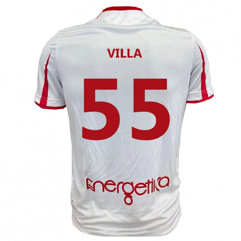 Danxen Heren Lorenzo Villa #55 Wit Rood Thuisshirt Thuistenue 2025/26 T-Shirt