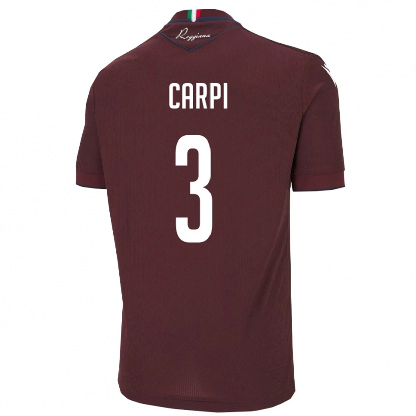 Danxen Heren Filippo Carpi #3 Bourgondië Wit Thuisshirt Thuistenue 2025/26 T-Shirt