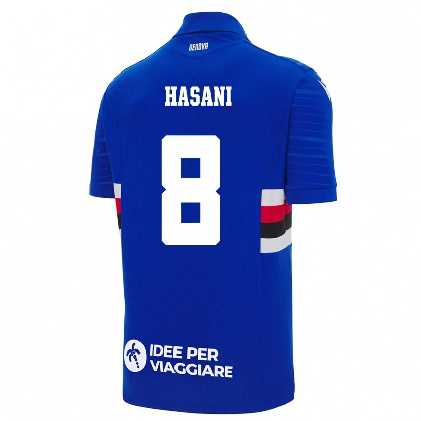 Danxen Heren Adam Hasani #8 Blauw Wit Thuisshirt Thuistenue 2025/26 T-Shirt