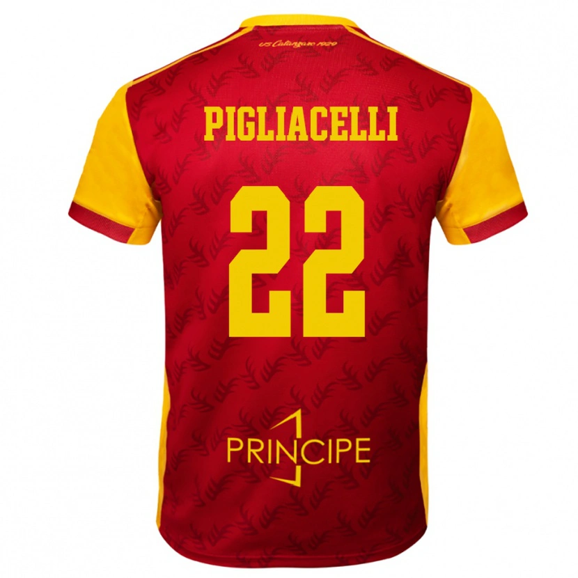 Danxen Heren Mirko Pigliacelli #22 Geel Rood Thuisshirt Thuistenue 2025/26 T-Shirt