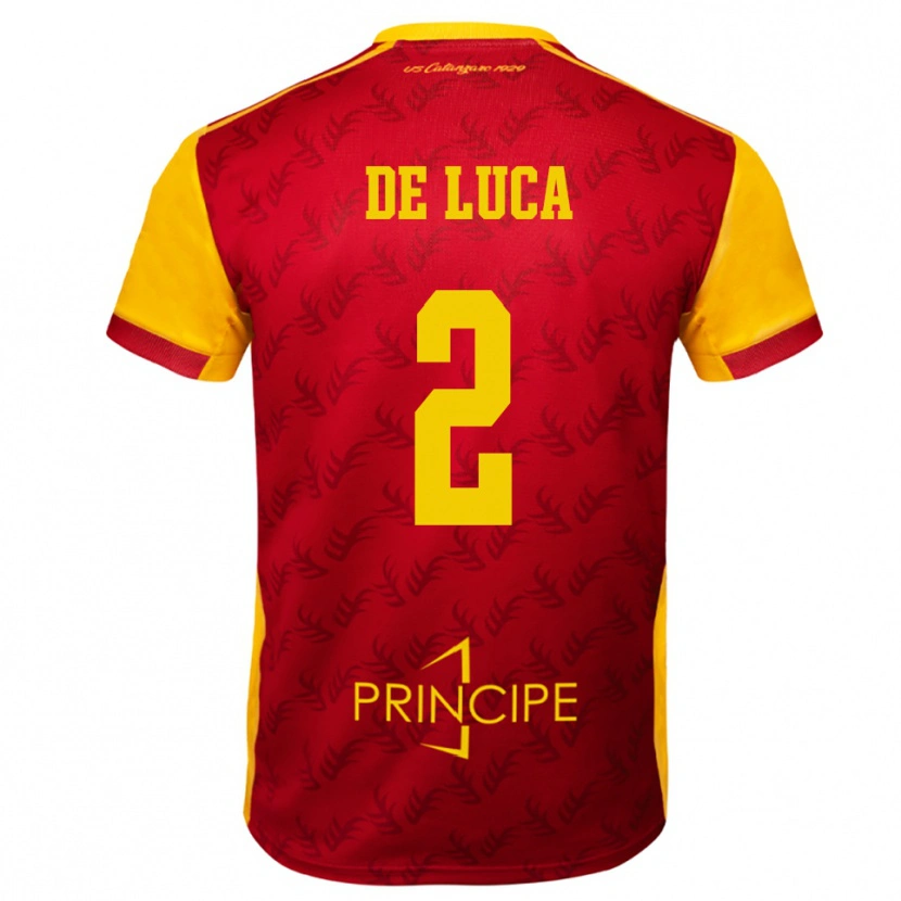 Danxen Heren Gabriele De Luca #2 Geel Rood Thuisshirt Thuistenue 2025/26 T-Shirt