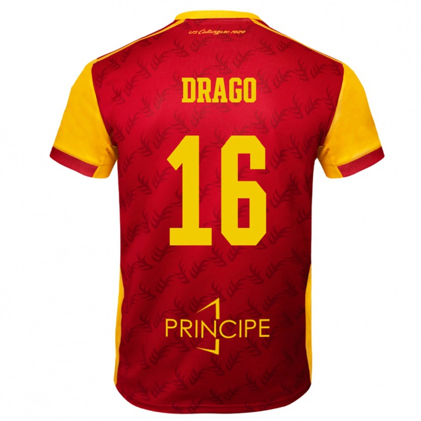 Danxen Heren Salvatore Drago #16 Geel Rood Thuisshirt Thuistenue 2025/26 T-Shirt