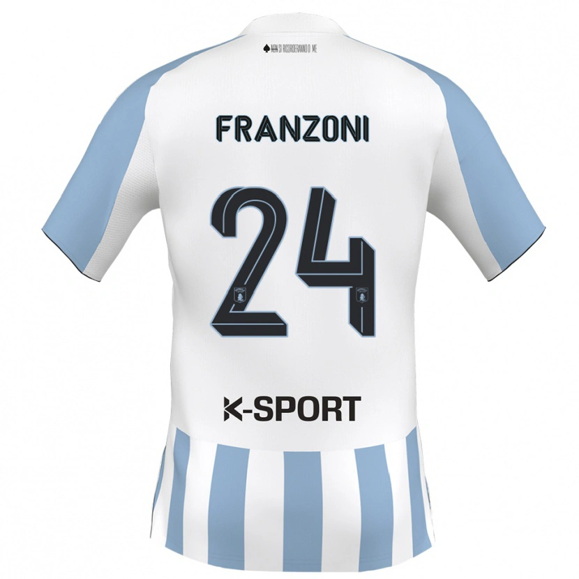 Danxen Heren Andrea Franzoni #24 Wit Hemelsblauw Thuisshirt Thuistenue 2025/26 T-Shirt
