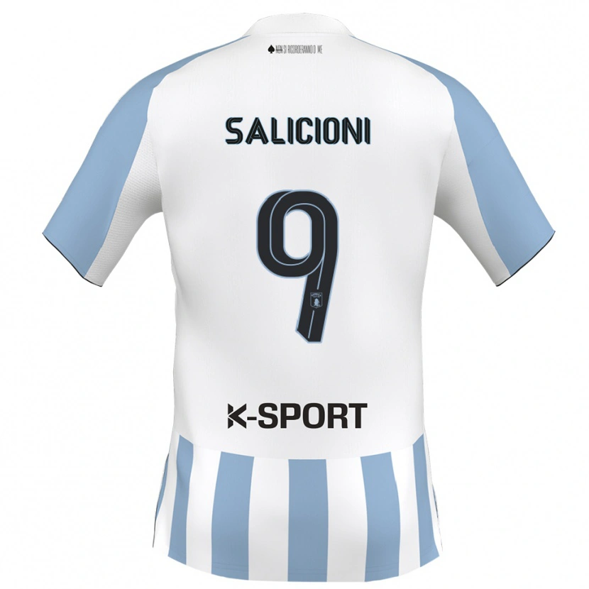 Danxen Heren Fausto Salicioni #9 Wit Hemelsblauw Thuisshirt Thuistenue 2025/26 T-Shirt