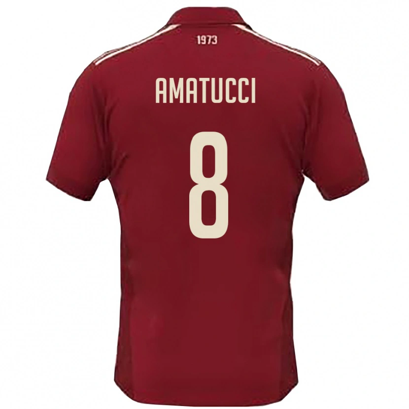 Danxen Heren Francesco Amatucci #8 Bourgondië Wit Thuisshirt Thuistenue 2025/26 T-Shirt