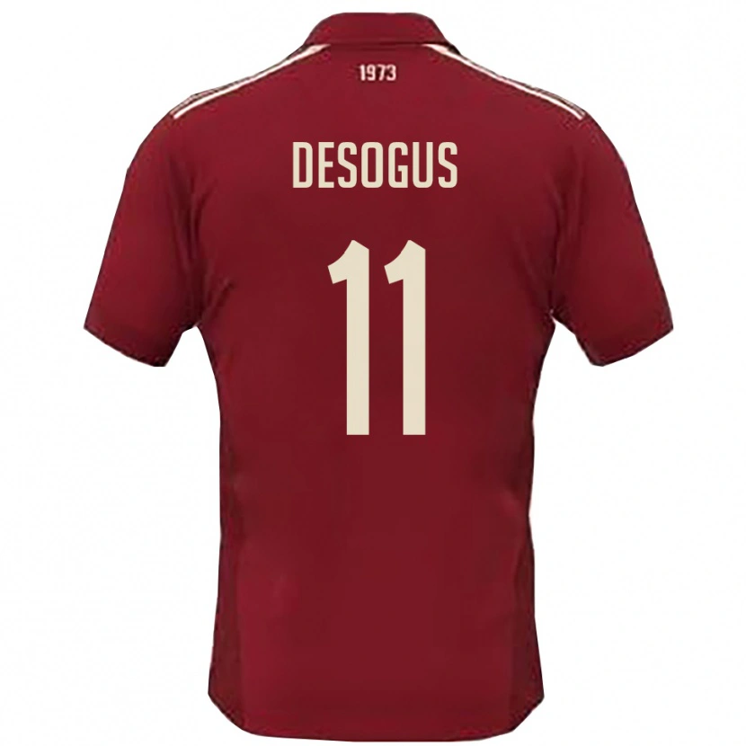 Danxen Heren Jacopo Desogus #11 Bourgondië Wit Thuisshirt Thuistenue 2025/26 T-Shirt