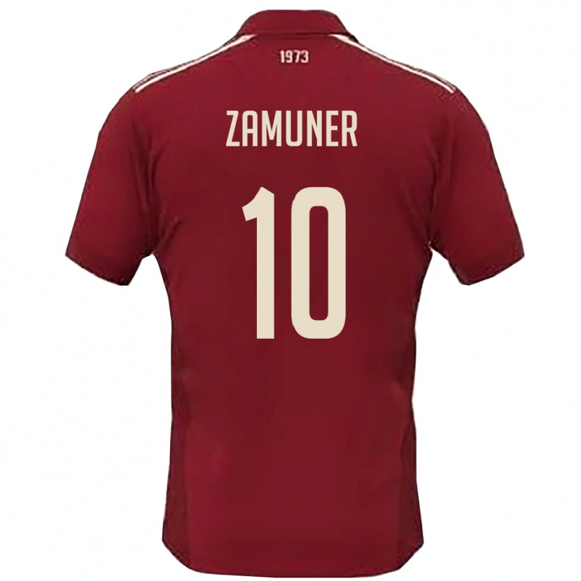 Danxen Heren Mattia Zamuner #10 Bourgondië Wit Thuisshirt Thuistenue 2025/26 T-Shirt