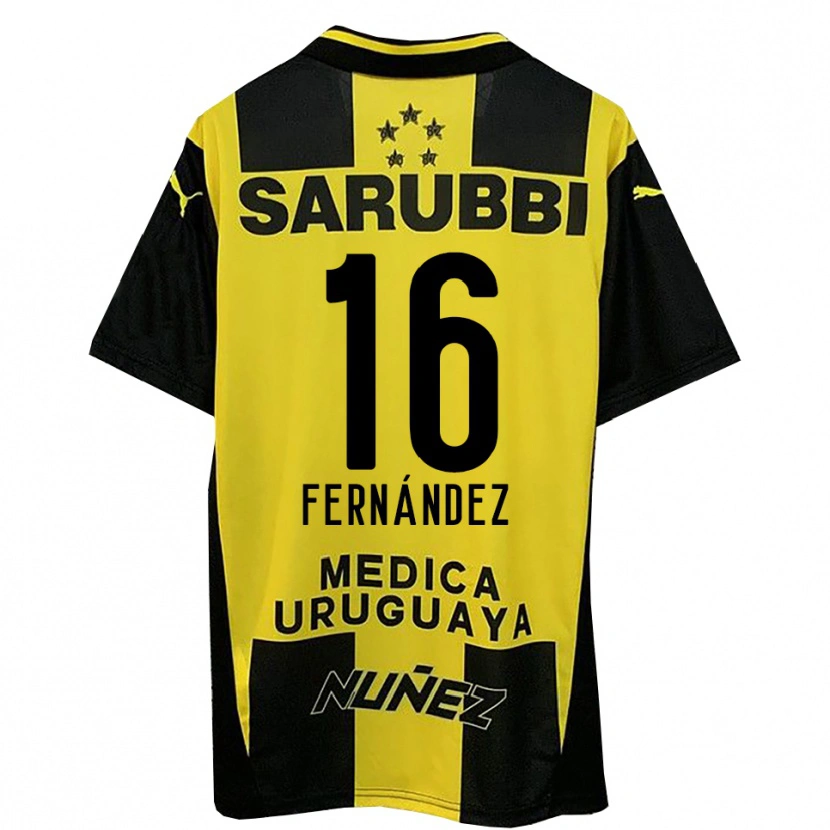 Danxen Heren Adrián Fernández #16 Geel Zwart Thuisshirt Thuistenue 2025/26 T-Shirt