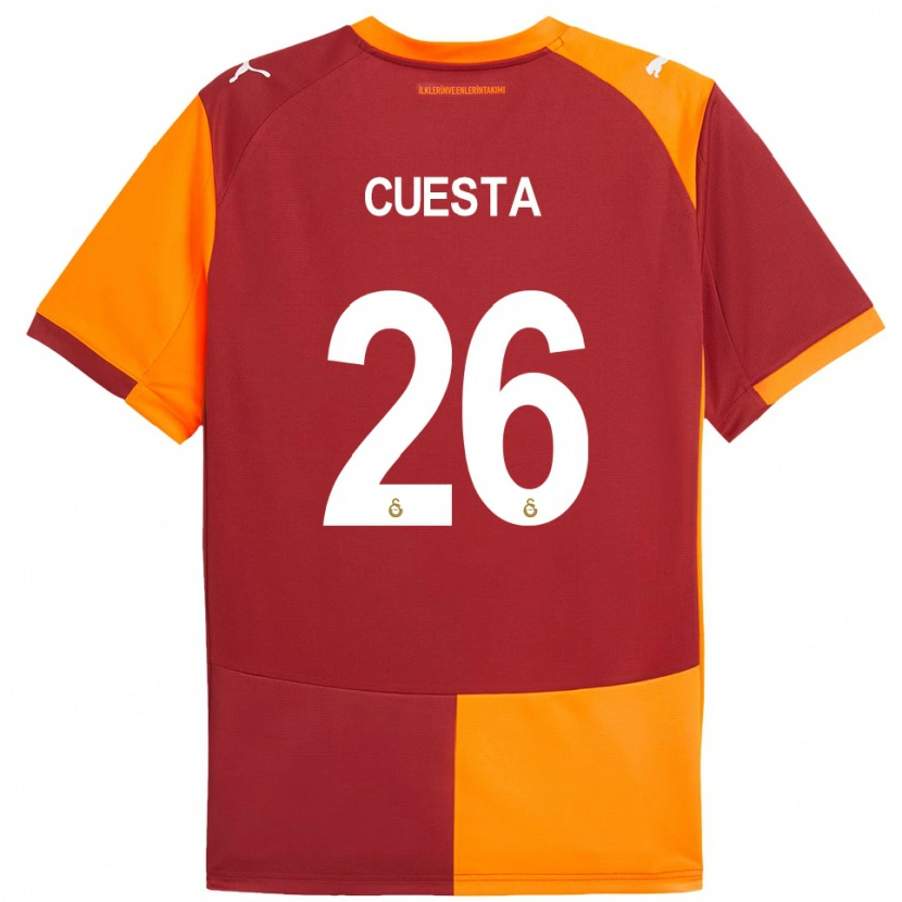 Danxen Heren Carlos Cuesta #26 Rood Oranje Thuisshirt Thuistenue 2025/26 T-Shirt