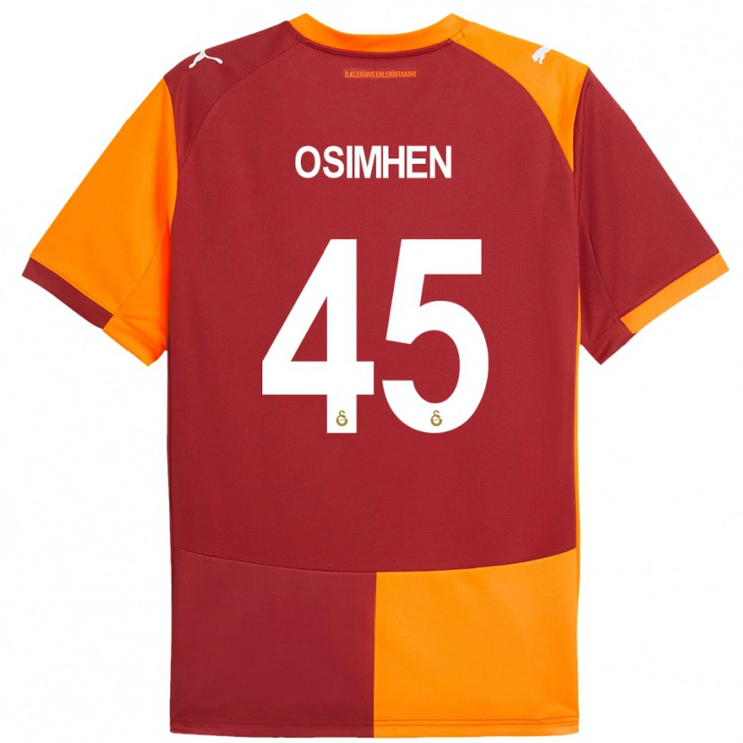 Danxen Heren Victor Osimhen #45 Rood Oranje Thuisshirt Thuistenue 2025/26 T-Shirt