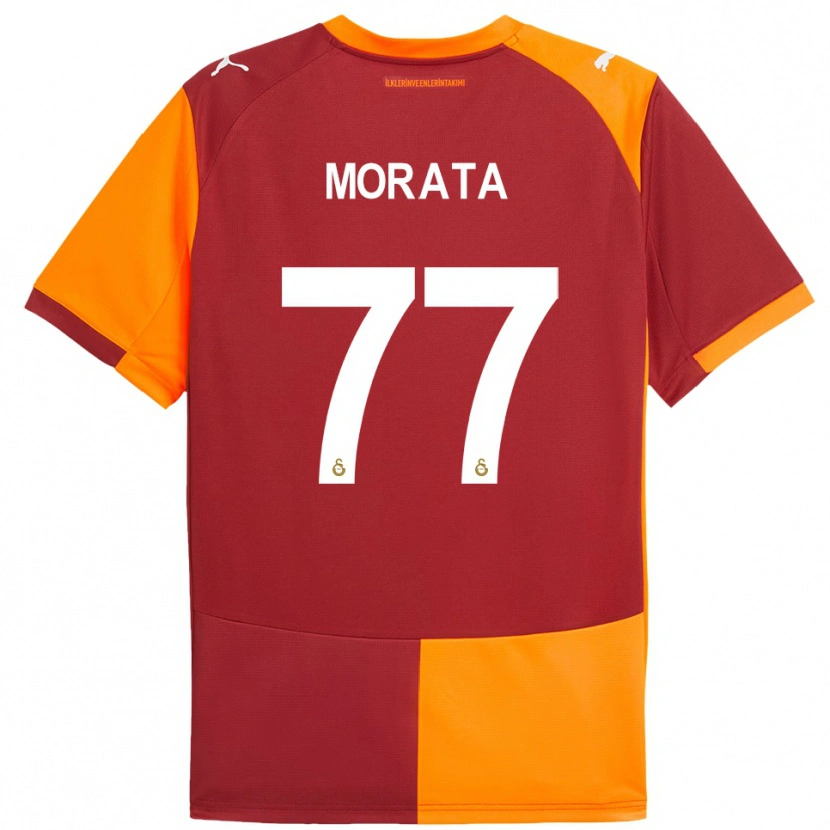 Danxen Heren Álvaro Morata #77 Rood Oranje Thuisshirt Thuistenue 2025/26 T-Shirt
