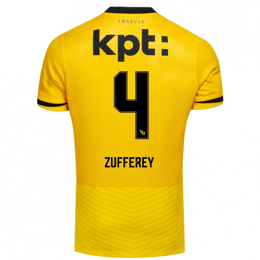 Danxen Heren Gil Zufferey #4 Geel Zwart Thuisshirt Thuistenue 2025/26 T-Shirt