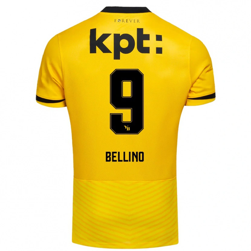 Danxen Heren Mattia Bellino #9 Geel Zwart Thuisshirt Thuistenue 2025/26 T-Shirt