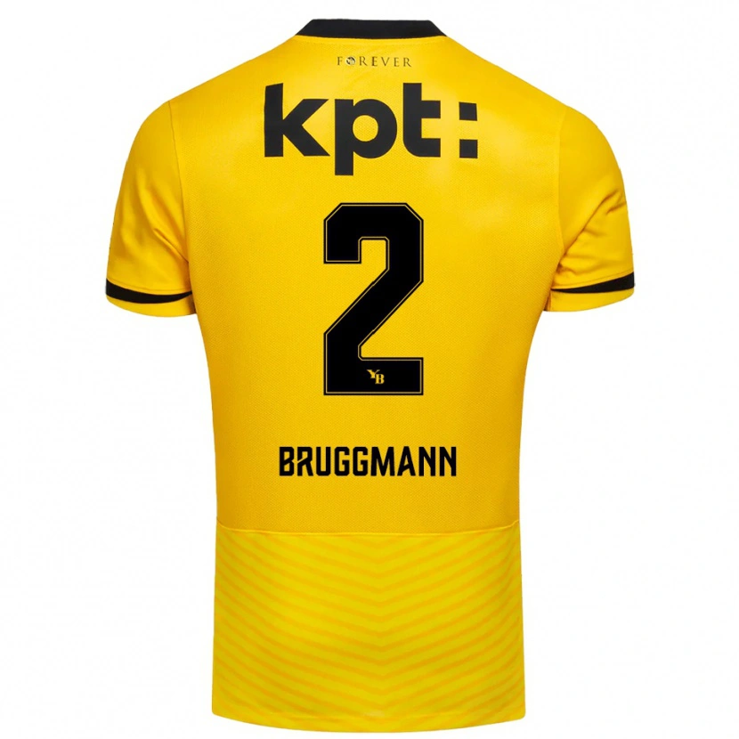 Danxen Heren Lino Bruggmann #2 Geel Zwart Thuisshirt Thuistenue 2025/26 T-Shirt