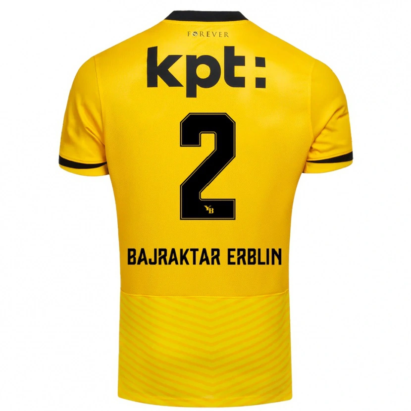 Danxen Heren Erblin Bajraktar #2 Geel Zwart Thuisshirt Thuistenue 2025/26 T-Shirt