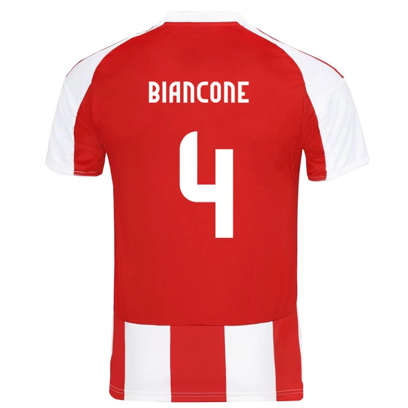 Danxen Heren Giulian Biancone #4 Rood Wit Thuisshirt Thuistenue 2025/26 T-Shirt