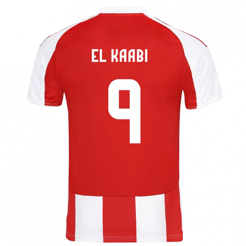 Danxen Heren Ayoub El Kaabi #9 Rood Wit Thuisshirt Thuistenue 2025/26 T-Shirt