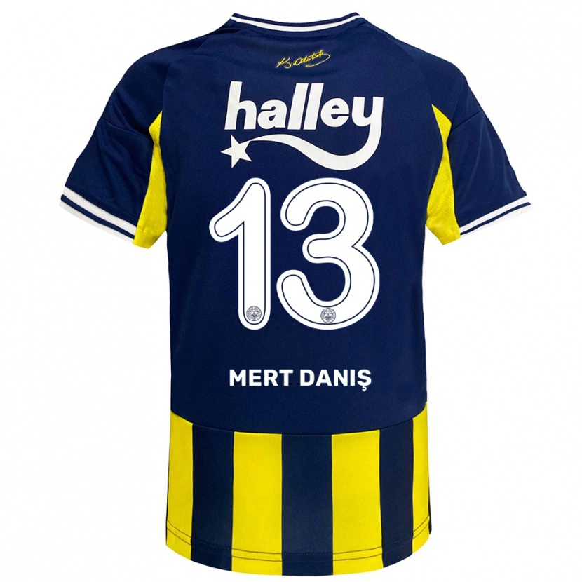 Danxen Heren Mustafa Mert Danış #13 Geel Donkerblauw Wit Thuisshirt Thuistenue 2025/26 T-Shirt
