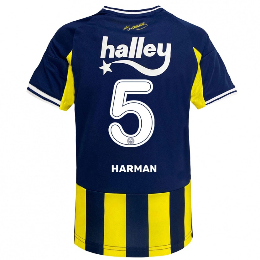 Danxen Heren Rıdvan Harman #5 Geel Donkerblauw Wit Thuisshirt Thuistenue 2025/26 T-Shirt