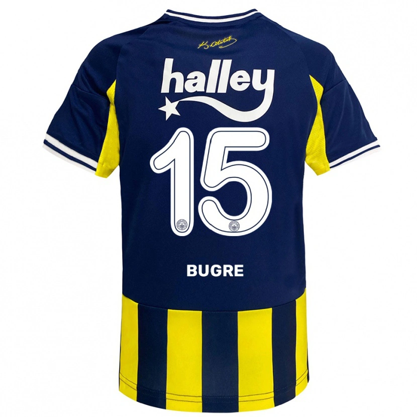 Danxen Heren Azumah Bugre #15 Geel Donkerblauw Wit Thuisshirt Thuistenue 2025/26 T-Shirt