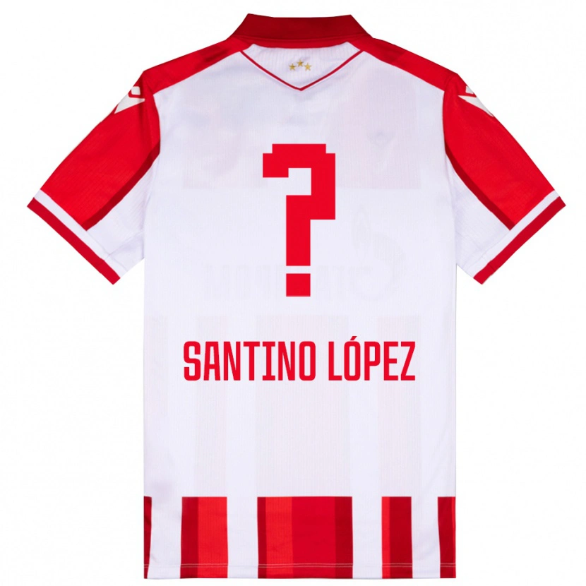 Danxen Heren Santino López #0 Rood Wit Thuisshirt Thuistenue 2025/26 T-Shirt