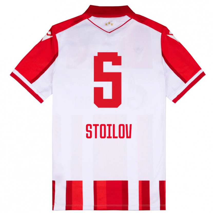 Danxen Heren Riste Stoilov #5 Rood Wit Thuisshirt Thuistenue 2025/26 T-Shirt