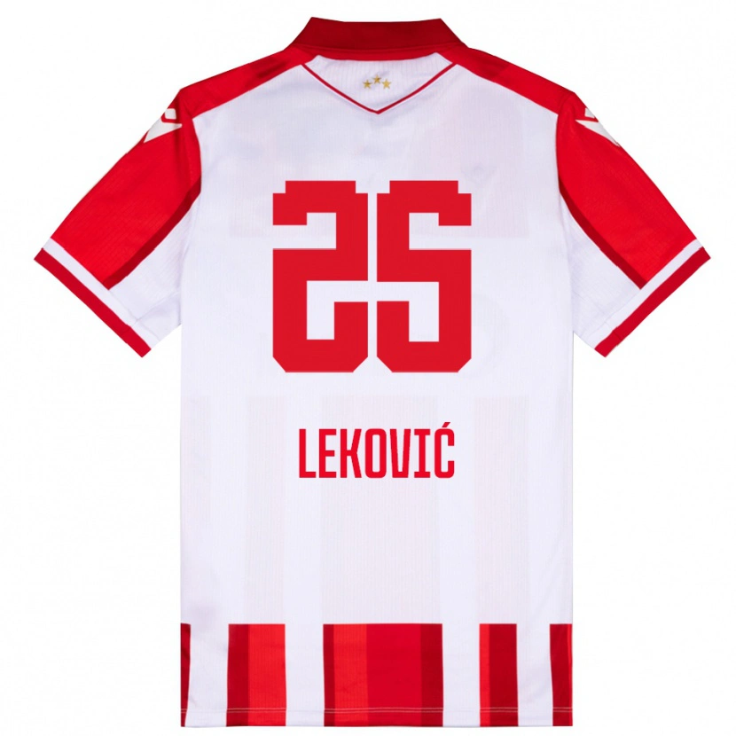 Danxen Heren Stefan Leković #25 Rood Wit Thuisshirt Thuistenue 2025/26 T-Shirt