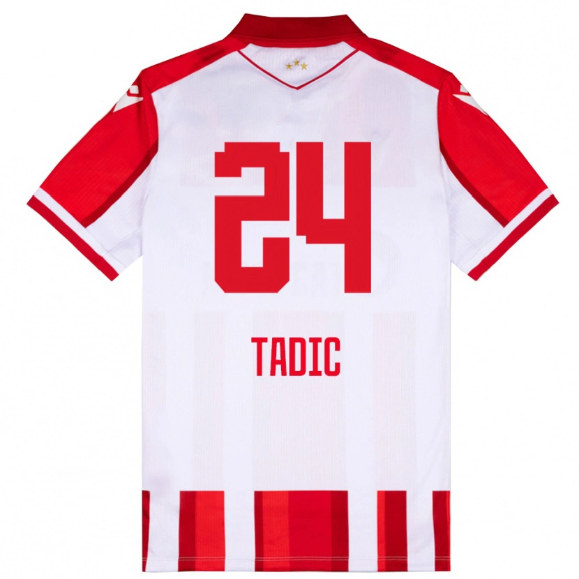 Danxen Heren Ilija Tadic #24 Rood Wit Thuisshirt Thuistenue 2025/26 T-Shirt