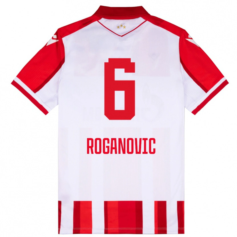 Danxen Heren Vuk Roganovic #6 Rood Wit Thuisshirt Thuistenue 2025/26 T-Shirt