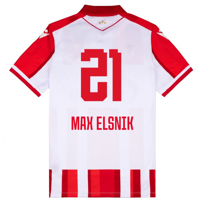 Danxen Heren Timi Max Elsnik #21 Rood Wit Thuisshirt Thuistenue 2025/26 T-Shirt