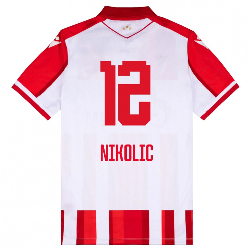 Danxen Heren Uros Nikolic #12 Rood Wit Thuisshirt Thuistenue 2025/26 T-Shirt