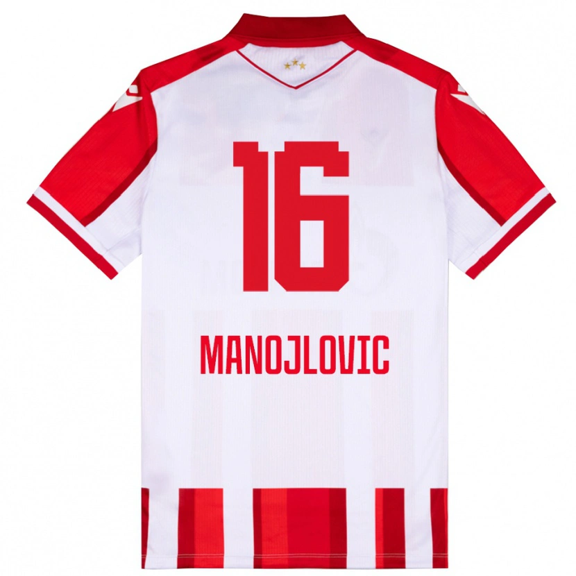 Danxen Heren Petar Manojlovic #16 Rood Wit Thuisshirt Thuistenue 2025/26 T-Shirt