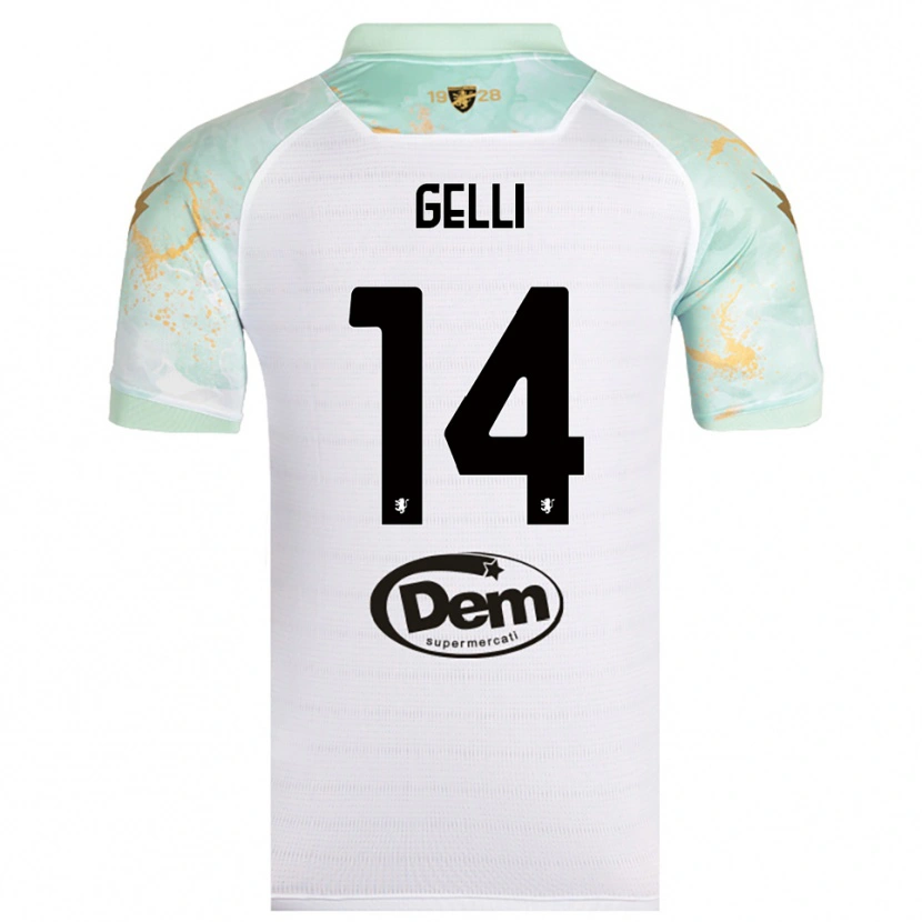 Danxen Heren Francesco Gelli #14 Wit Zwart Uitshirt Uittenue 2025/26 T-Shirt