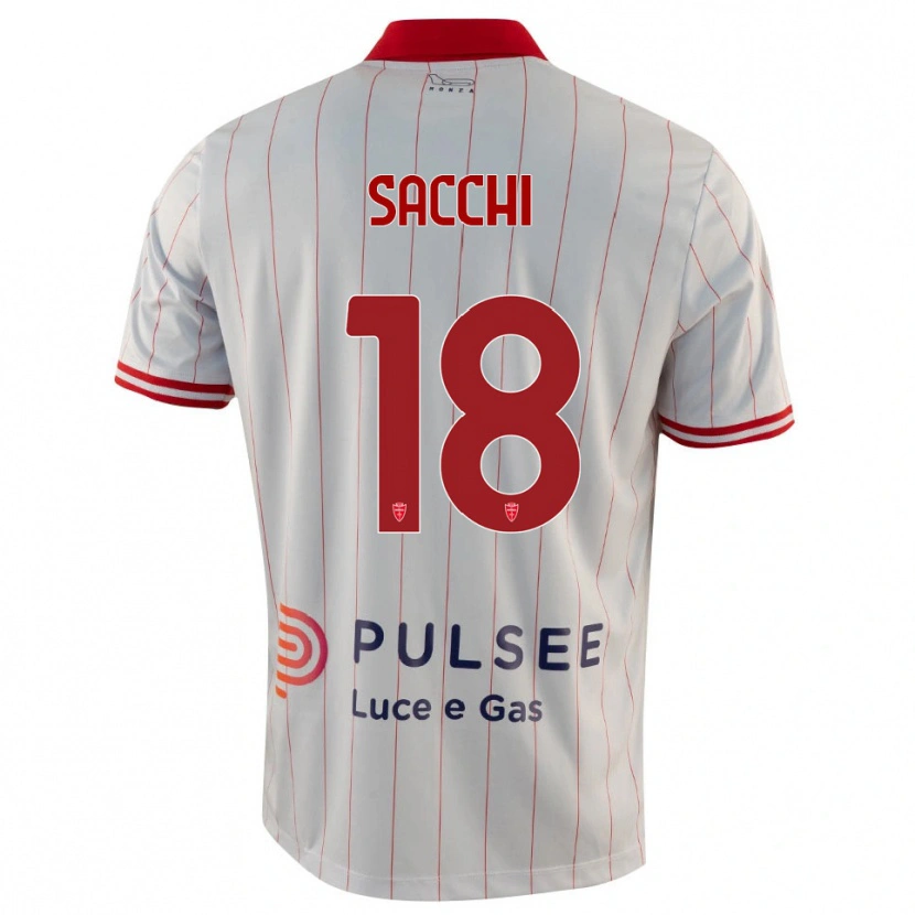Danxen Heren Riccardo Sacchi #18 Wit Rood Blauw Uitshirt Uittenue 2025/26 T-Shirt