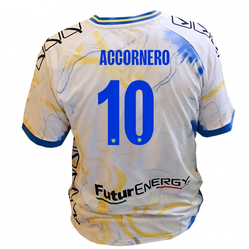 Danxen Heren Federico Accornero #10 Wit Geel Blauw Uitshirt Uittenue 2025/26 T-Shirt